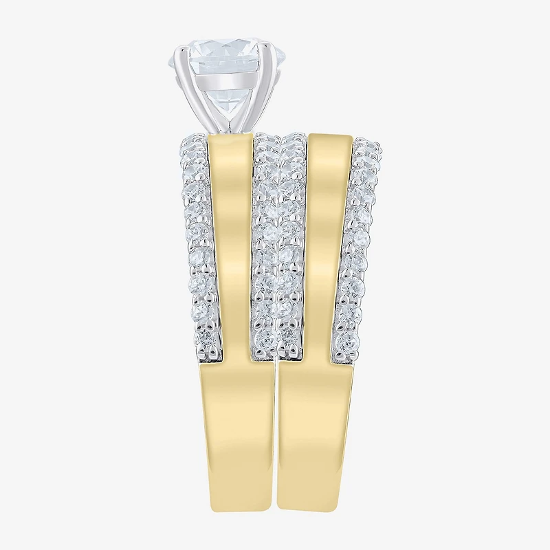 (G / Si2) Womens 2 CT. T.W. Lab Grown White Diamond 10K Gold Side Stone Bridal Set