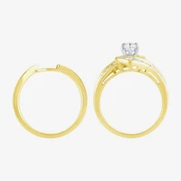(G / Si2) Womens 2 CT. T.W. Lab Grown White Diamond 10K Gold Side Stone Bypass  Bridal Set