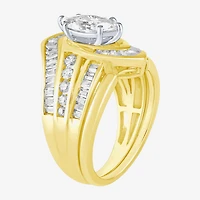 (G / Si2) Womens 2 CT. T.W. Lab Grown White Diamond 10K Gold Side Stone Bypass  Bridal Set