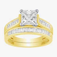 (G / Si2) Womens 2 CT. T.W. Lab Grown White Diamond 10K Two Tone Gold Side Stone Bridal Set