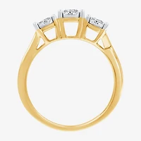 (H-I / I1) Womens 1/2 CT. T.W. Lab Grown White Diamond 14K Gold Over Silver Sterling 3-Stone Engagement Ring