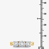 (H-I / I1) Womens 1/2 CT. T.W. Lab Grown White Diamond 14K Gold Over Silver Sterling 3-Stone Engagement Ring
