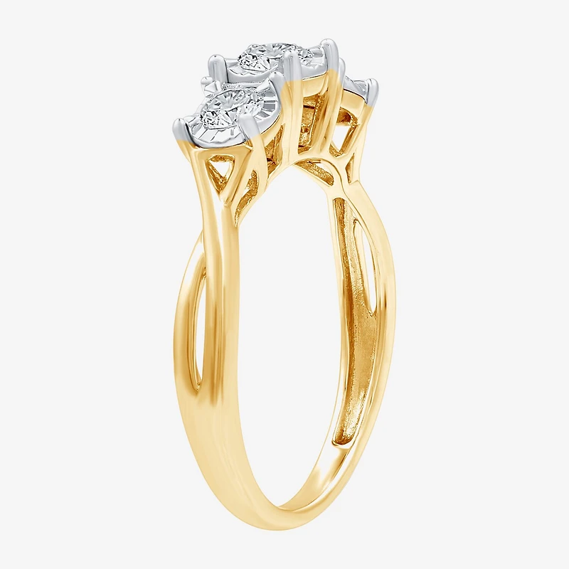 (H-I / I1) Womens 1/2 CT. T.W. Lab Grown White Diamond 14K Gold Over Silver Sterling 3-Stone Engagement Ring