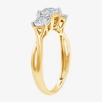 (H-I / I1) Womens 1/2 CT. T.W. Lab Grown White Diamond 14K Gold Over Silver Sterling 3-Stone Engagement Ring