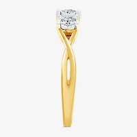 (H-I / I1) Womens 1/2 CT. T.W. Lab Grown White Diamond 14K Gold Over Silver Sterling 3-Stone Engagement Ring