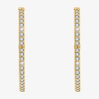 Diamonart Womens Cubic Zirconia 14K Gold Over Silver 24.7mm Heart Hoop Earrings