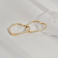 Diamonart Womens Cubic Zirconia 14K Gold Over Silver 24.7mm Heart Hoop Earrings