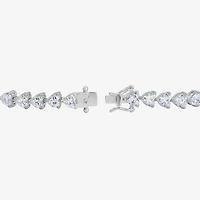 Diamonart Womens Cubic Zirconia Sterling Silver Heart 7.25 Inch Tennis Bracelet