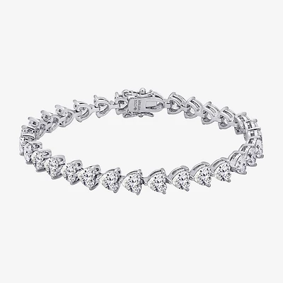 Diamonart Womens Cubic Zirconia Sterling Silver Heart 7.25 Inch Tennis Bracelet
