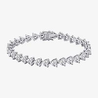 Diamonart Womens Cubic Zirconia Sterling Silver Heart 7.25 Inch Tennis Bracelet