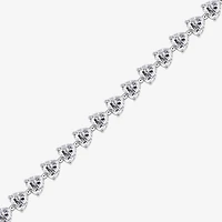 Diamonart Womens Cubic Zirconia Sterling Silver Heart 7.25 Inch Tennis Bracelet