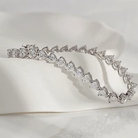 Diamonart Womens Cubic Zirconia Sterling Silver Heart 7.25 Inch Tennis Bracelet