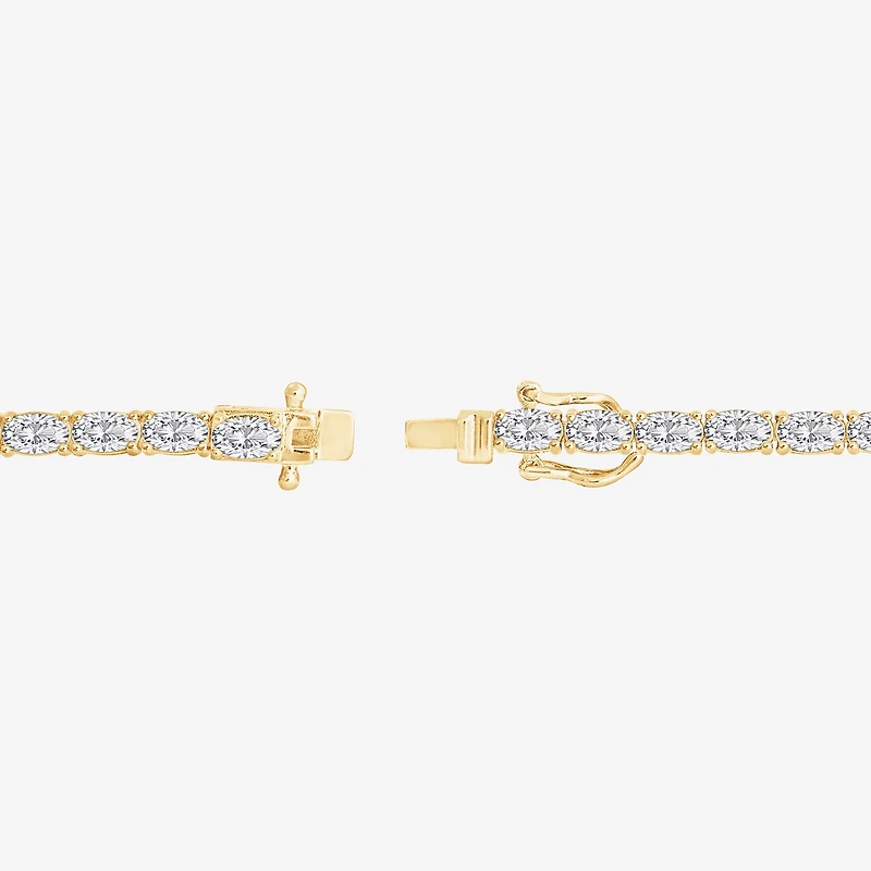 Diamonart Womens Cubic Zirconia 14K Gold Over Silver Heart 7.25 Inch Tennis Bracelet