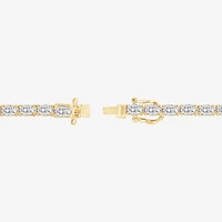 Diamonart Womens Cubic Zirconia 14K Gold Over Silver Heart 7.25 Inch Tennis Bracelet