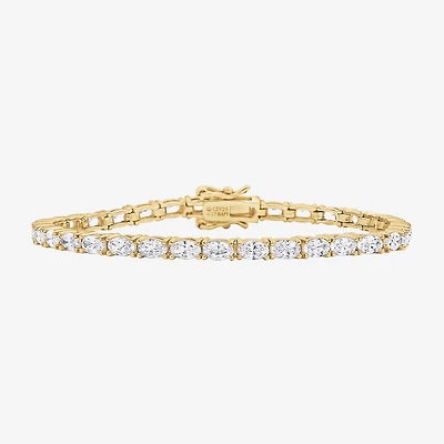 Diamonart Womens Cubic Zirconia 14K Gold Over Silver Heart 7.25 Inch Tennis Bracelet