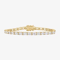 Diamonart Womens Cubic Zirconia 14K Gold Over Silver Heart 7.25 Inch Tennis Bracelet