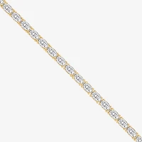 Diamonart Womens Cubic Zirconia 14K Gold Over Silver Heart 7.25 Inch Tennis Bracelet