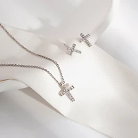 Diamonart Womens Cubic Zirconia Sterling Silver Cross 2-pc. Jewelry Set