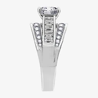 Diamonart Womens Cubic Zirconia Sterling Silver Side Stone Engagement Ring