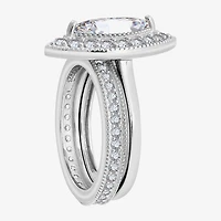 Diamonart Womens Cubic Zirconia Sterling Silver Marquise Side Stone Bridal Set