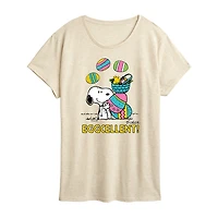 Womens Crew Neck Short Sleeve Regular Fit Peanuts Snoopy Graphic T-Shirt