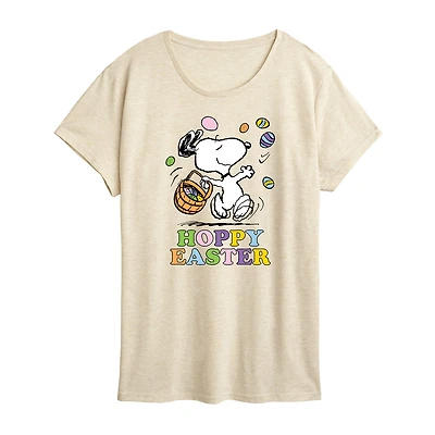 Womens Crew Neck Short Sleeve Regular Fit Peanuts Snoopy Graphic T-Shirt