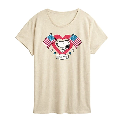 Womens Crew Neck Short Sleeve Regular Fit Peanuts Graphic T-Shirt