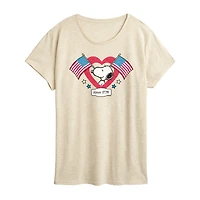 Womens Crew Neck Short Sleeve Regular Fit Peanuts Graphic T-Shirt