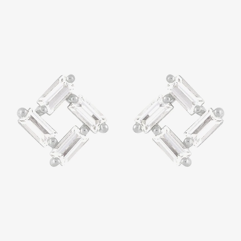 Limited Quantities! Lab Created White Sapphire Sterling Silver 9.4mm Square Stud Earrings