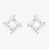 Limited Quantities! Lab Created White Sapphire Sterling Silver 9.4mm Square Stud Earrings