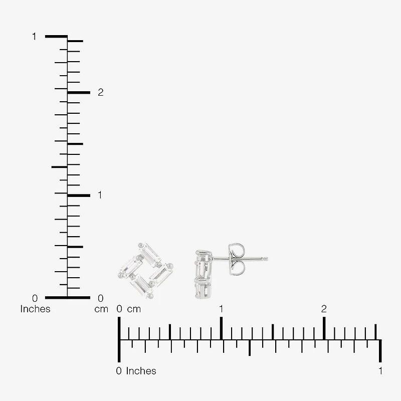 Limited Quantities! Lab Created White Sapphire Sterling Silver 9.4mm Square Stud Earrings