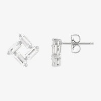 Limited Quantities! Lab Created White Sapphire Sterling Silver 9.4mm Square Stud Earrings