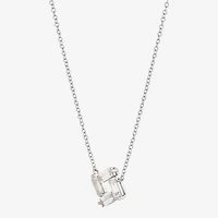 Limited Quantities! Womens Lab Created White Sapphire Sterling Silver Square 18 Inch Pendant Necklace