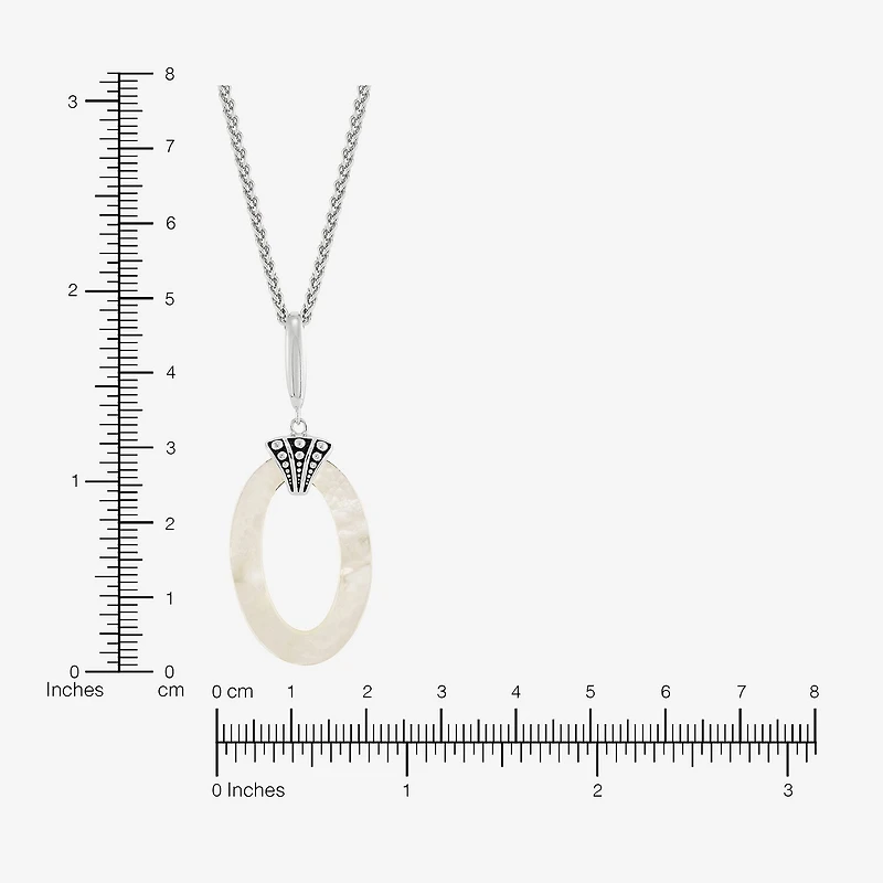 Limited Quantities! Womens Genuine White Mother Of Pearl Sterling Silver Oval 18 Inch Pendant Necklace