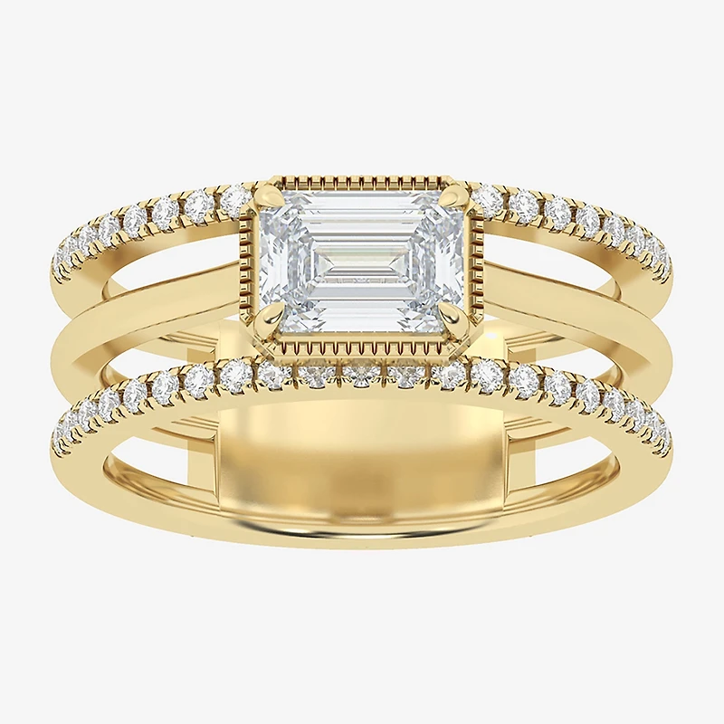 (Si2 / G) Womens 1 1/2 CT. T.W. Lab Grown White Diamond 10K Gold Cocktail Ring