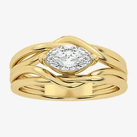 (Si2 / G) Womens 3/4 CT. Lab Grown White Diamond 10K Gold Marquise Cocktail Ring