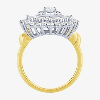 (Si2 / G) Womens 2 1/2 CT. T.W. Lab Grown White Diamond 10K Gold Oval Marquise Cluster Cocktail Ring