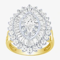 (Si2 / G) Womens 2 1/2 CT. T.W. Lab Grown White Diamond 10K Gold Oval Marquise Cluster Cocktail Ring