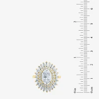 (Si2 / G) Womens 3 1/2 CT. T.W Lab Grown White Diamond 10K Gold Oval Sunburst Cluster Cocktail Ring