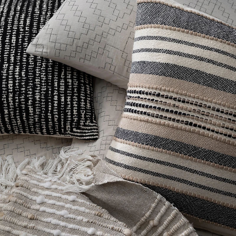 Indigo Road by Egypt Sherrod Azzo Multi-Weave Stripe 100% Cotton Square Throw Pillow
