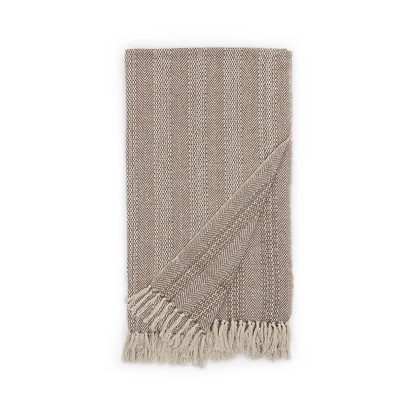 Indigo Road by Egypt Sherrod Anella Chevron Stripe Tasseled Cotton Rich Midweight Throw