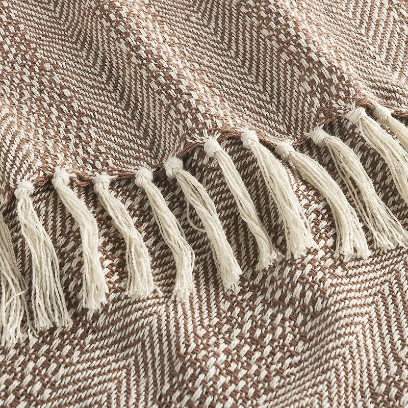 Indigo Road by Egypt Sherrod Anella Chevron Stripe Tasseled Cotton Rich Midweight Throw