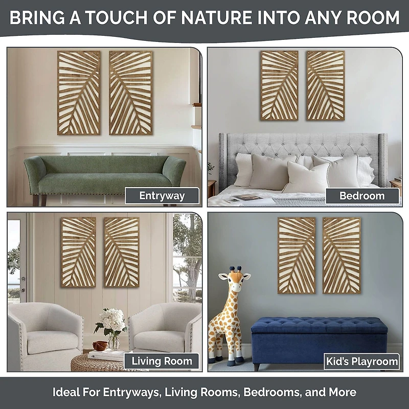 Madison Park Birch Palms Two-Tone Wood Panel 2-pc. Wall Art Set