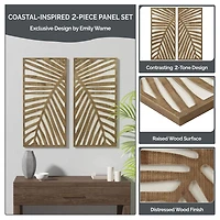 Madison Park Birch Palms Two-Tone Wood Panel 2-pc. Wall Art Set