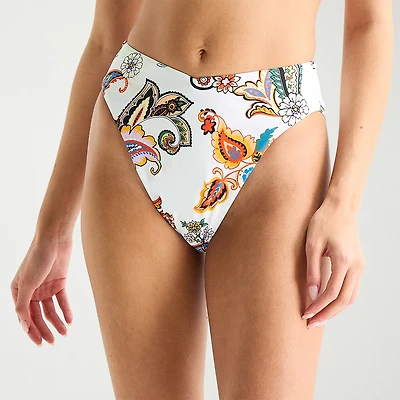 Mynah Womens LINED Paisley Moderate Coverage Hipster Bikini Swimsuit Bottom