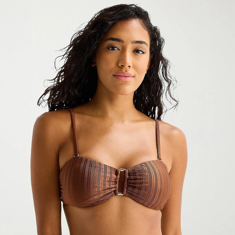 Mynah Womens Adjustable Straps Bandeau Bikini Swimsuit Top