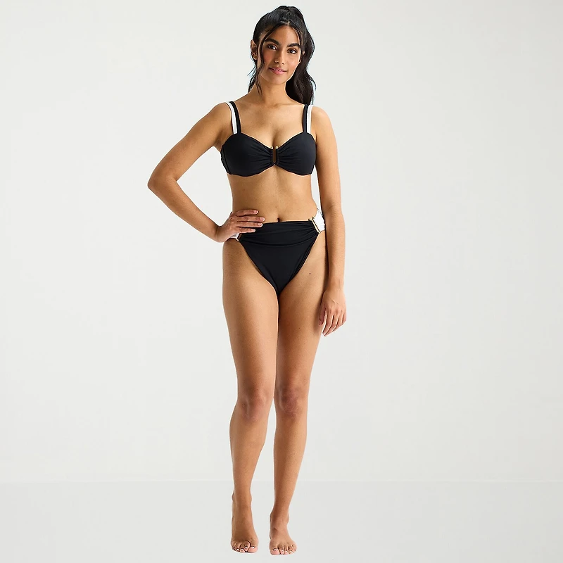 Mynah Womens Adjustable Straps Bandeau Bikini Swimsuit Top