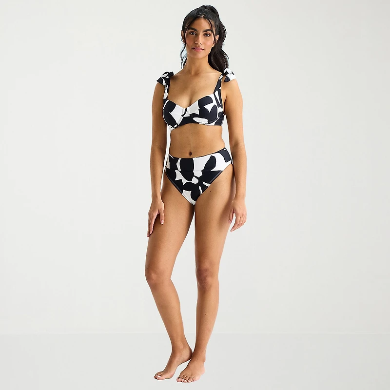 Mynah Womens Lined Floral Cheeky High Waist Bikini Swimsuit Bottom
