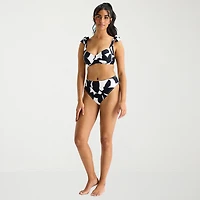 Mynah Womens Lined Floral Cheeky High Waist Bikini Swimsuit Bottom