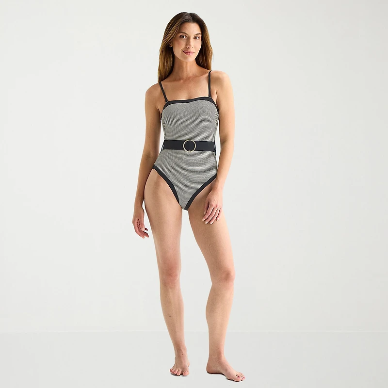 Mynah Womens Textured Cheeky One Piece Swimsuit